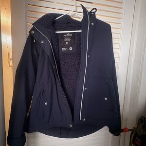 Hollister Dark Blue Fleece-Lined Jacket